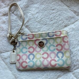 Gently used multicolor Coach wristlet